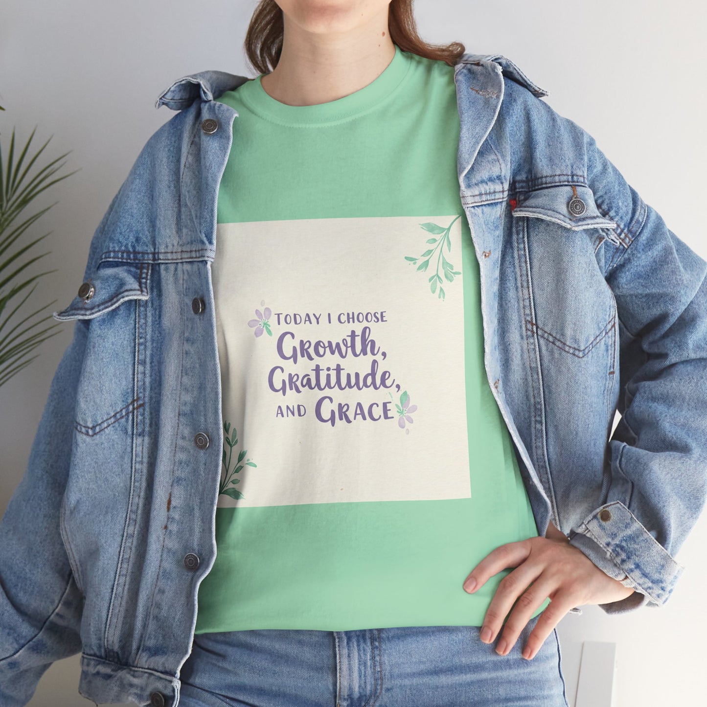 Inspirational Unisex Heavy Cotton Tee - "Today I Choose Growth, Gratitude, and Grace"