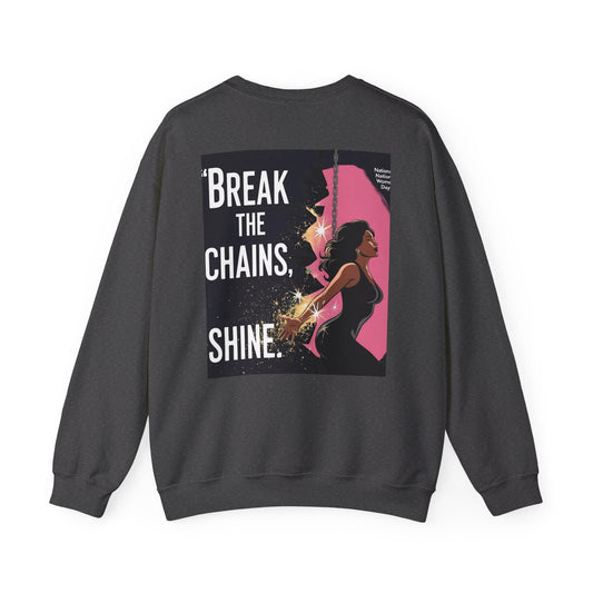 Bemagtigende feministiese trui - "Break the Chains, Shine"