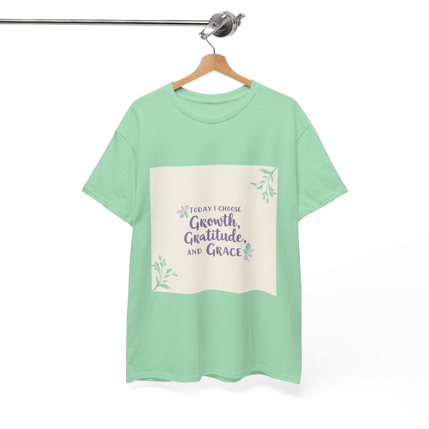 Inspirational Unisex Heavy Cotton Tee - "Today I Choose Growth, Gratitude, and Grace"