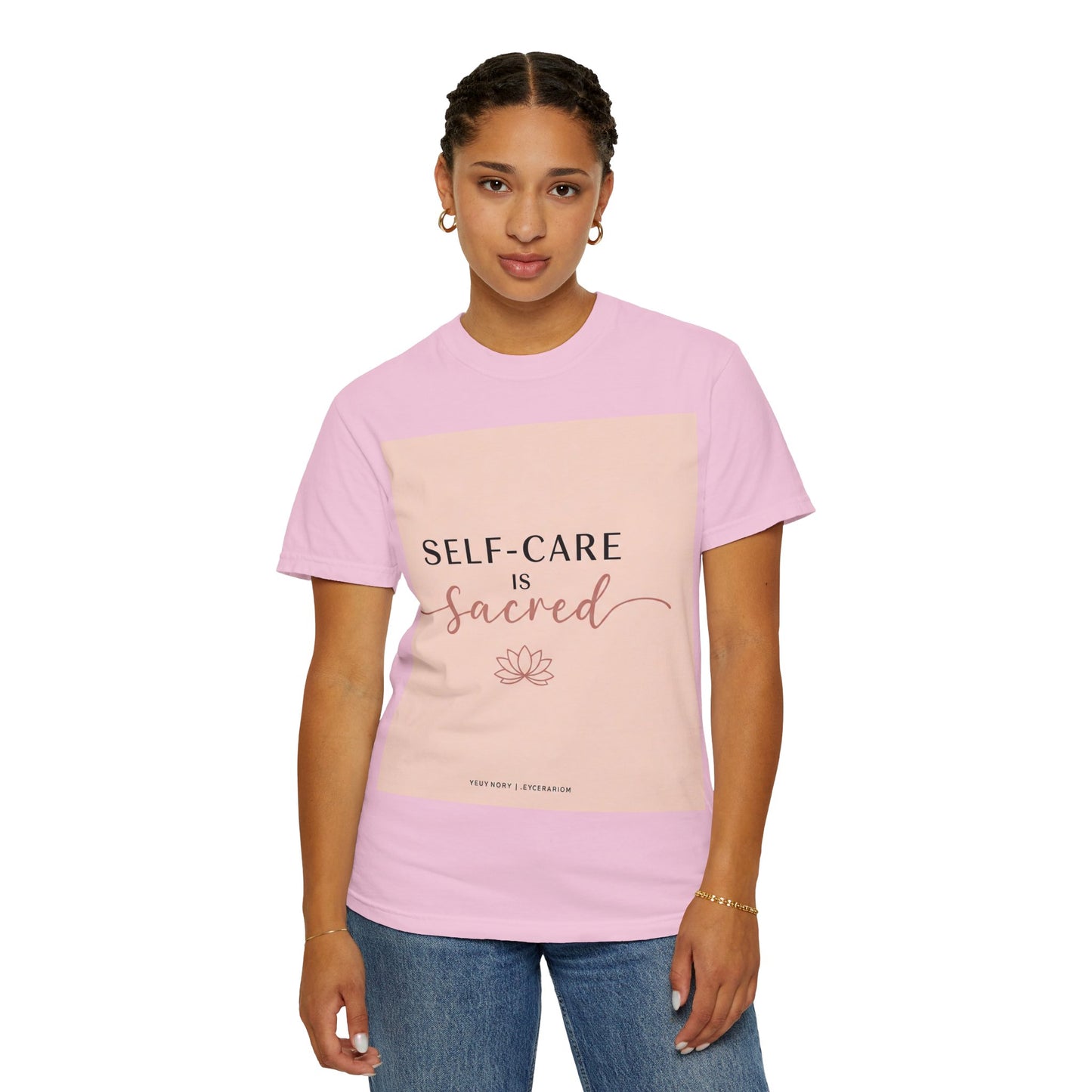 Front Print Design "Self-Care is Sacred" T-Shirt