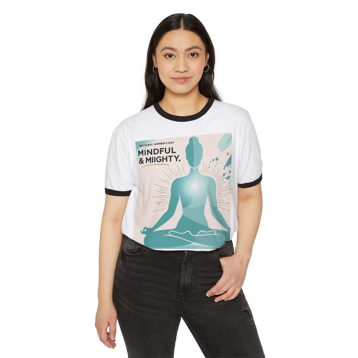 Mindful & Mighty Unisex Cotton Ringer T-Shirt for Women's Day