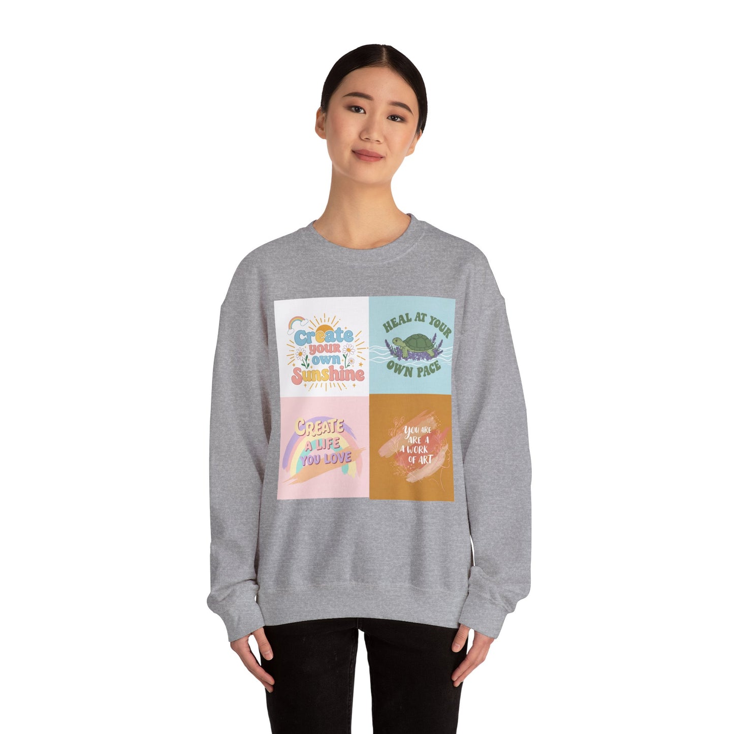 Inspirational Crewneck Sweatshirt - "Create Your Own Sunshine" & More