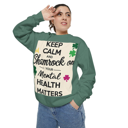 Front Print Design- "Keep Calm Shamrock" Sweatshirt