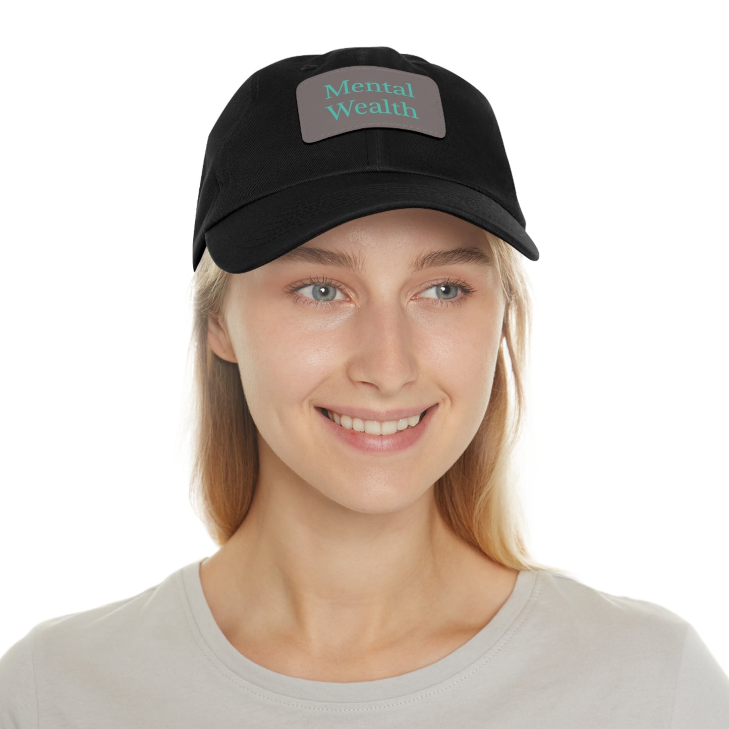 Mental Wealth Dad Hat with Leather Patch - Classic Style Cap for Mindfulness