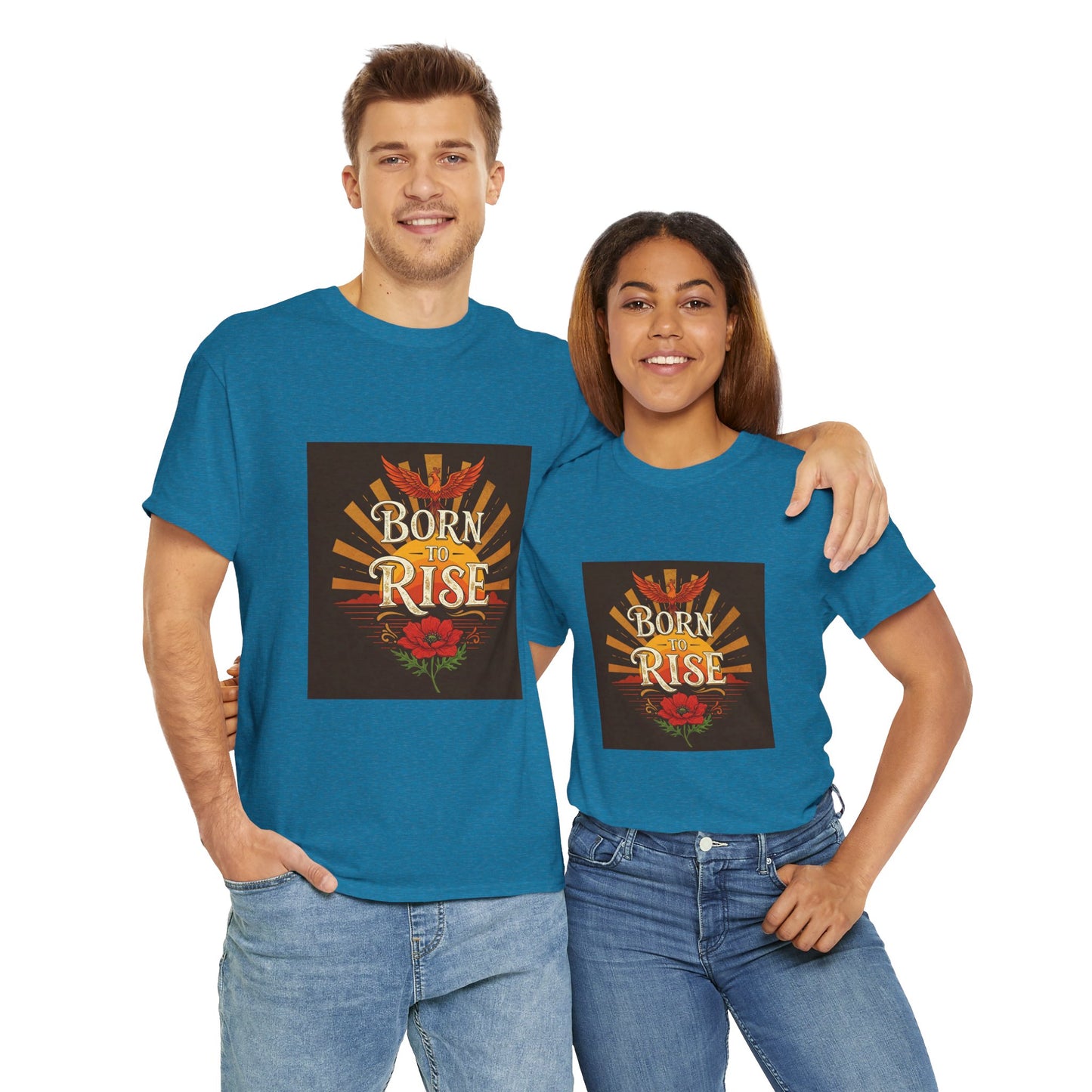 Born to Rise Unisex Heavy Cotton Tee - Inspirational Graphic Shirt