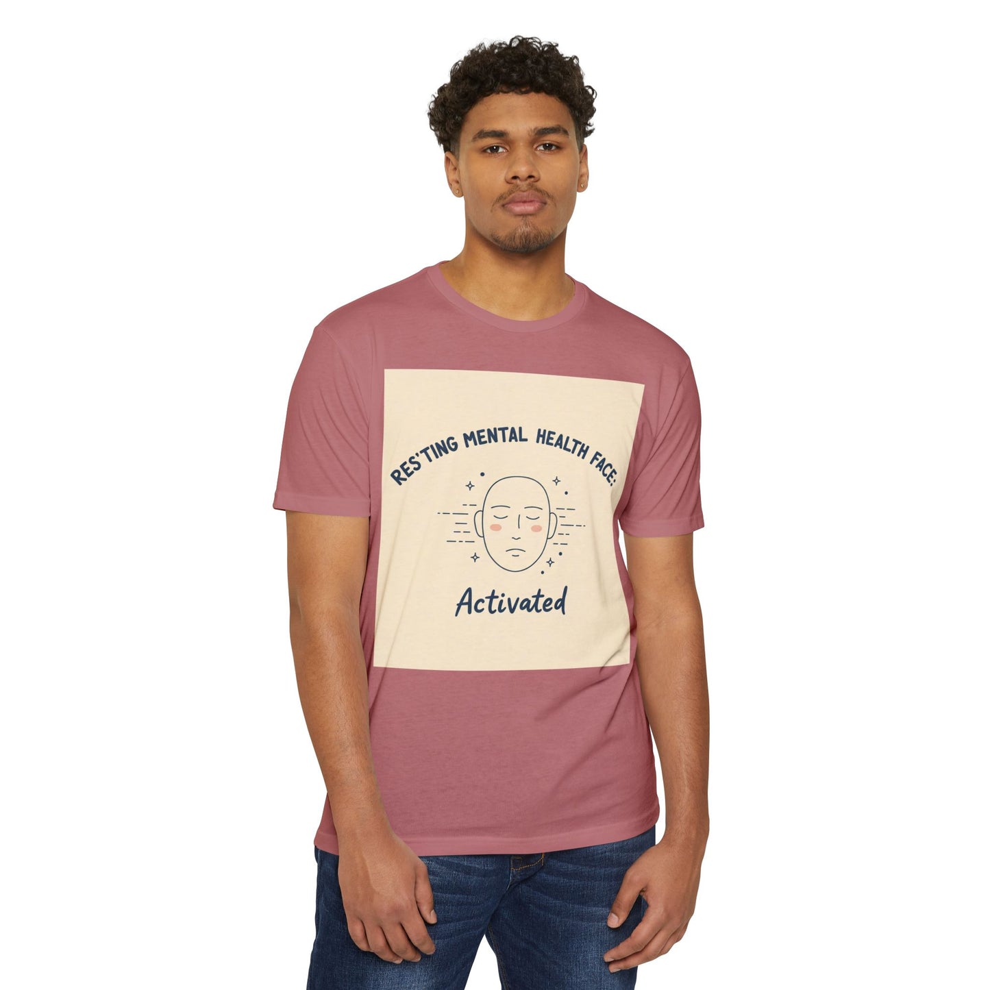 Front Print Design "Resting Mental Health Face" T-Shirt