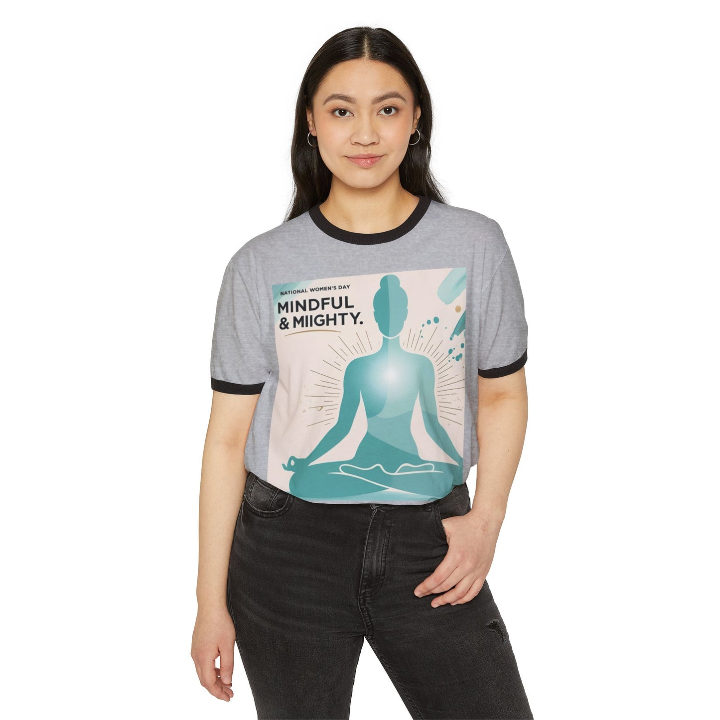 Mindful & Mighty Unisex Cotton Ringer T-Shirt for Women's Day