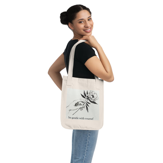 Be Gentle With Yourself Organic Canvas Tote Bag - Eco-Friendly & Inspirational