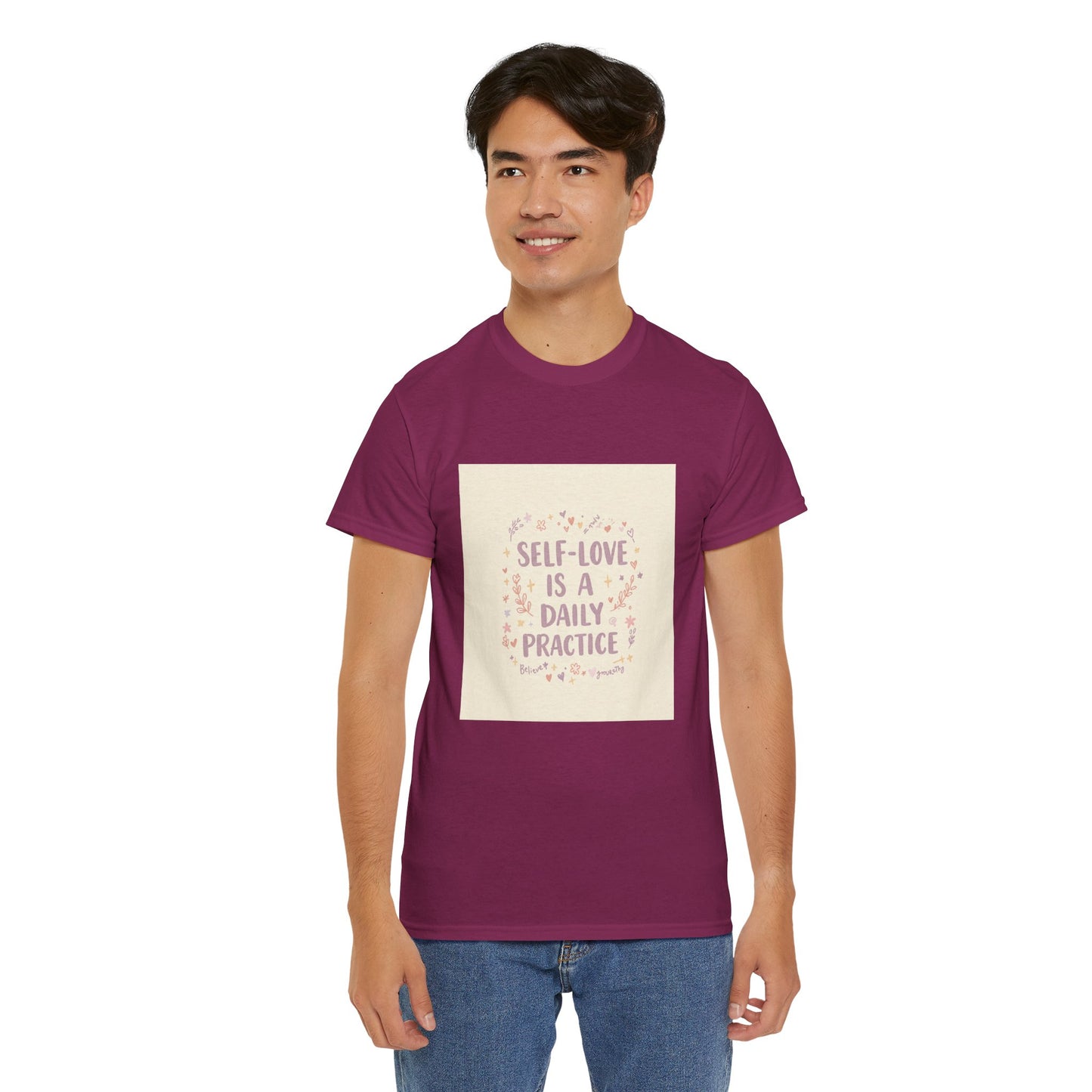 Self-Love is a Daily Practice Unisex Heavy Cotton Tee - Inspirational Graphic Tee