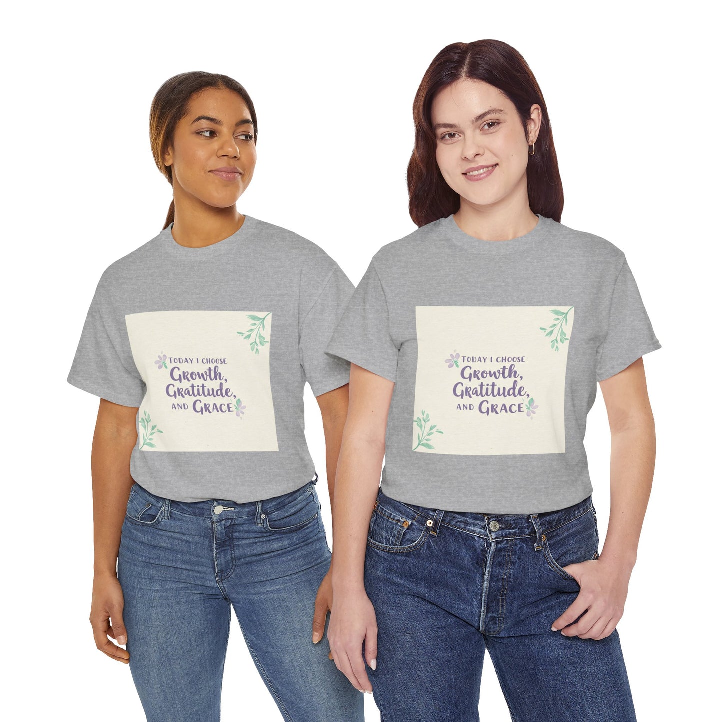 Inspirational Unisex Heavy Cotton Tee - "Today I Choose Growth, Gratitude, and Grace"