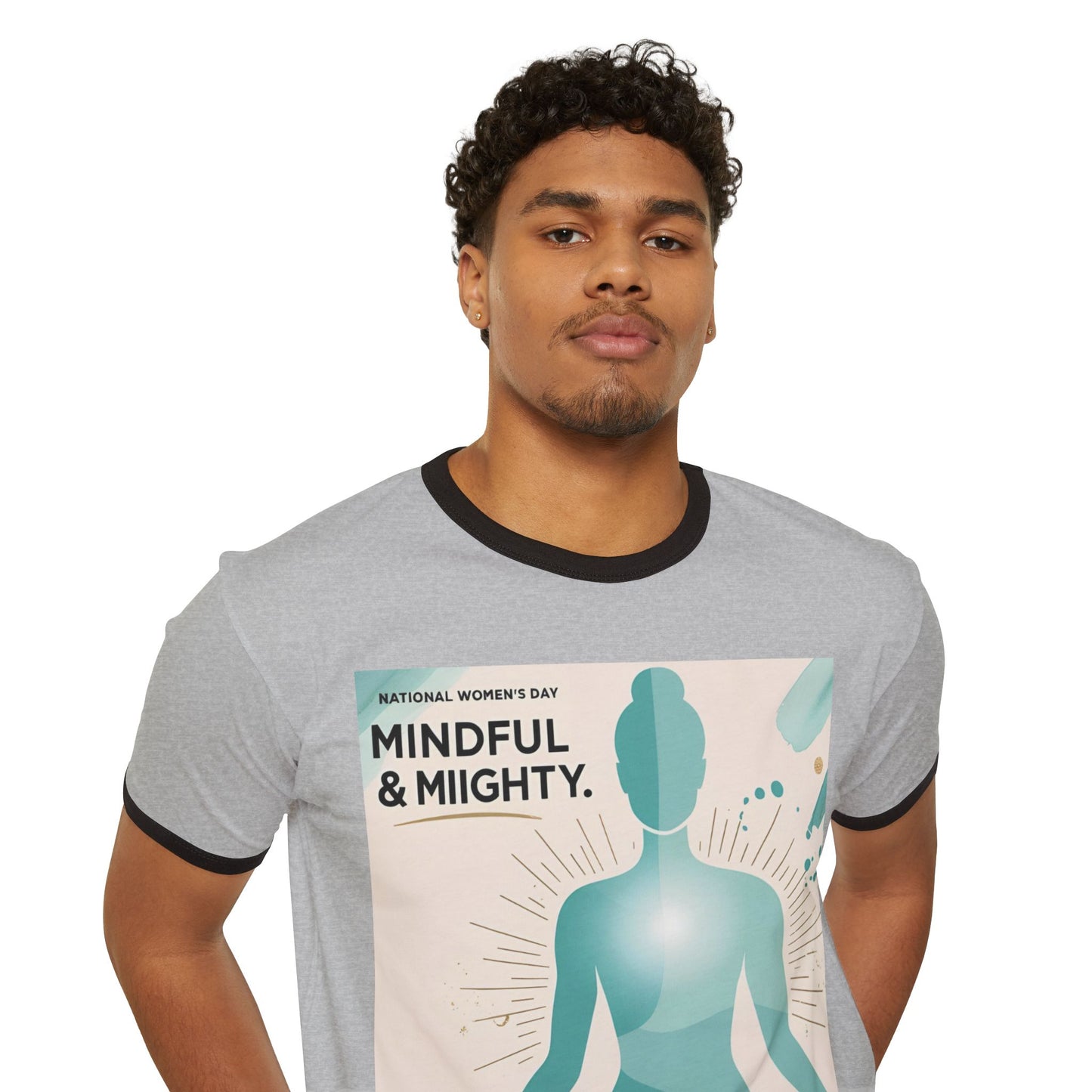 Mindful & Mighty Unisex Cotton Ringer T-Shirt for Women's Day