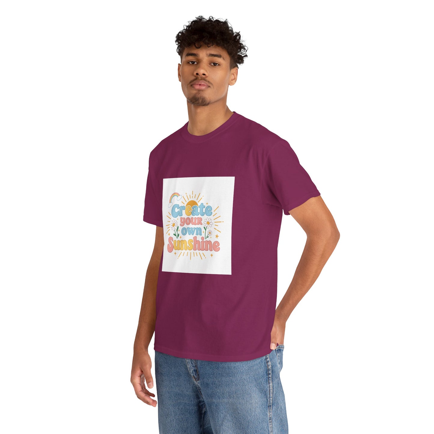 Create Your Own Sunshine Unisex Heavy Cotton Tee - Positive Vibe T-Shirt for Joyful Moments