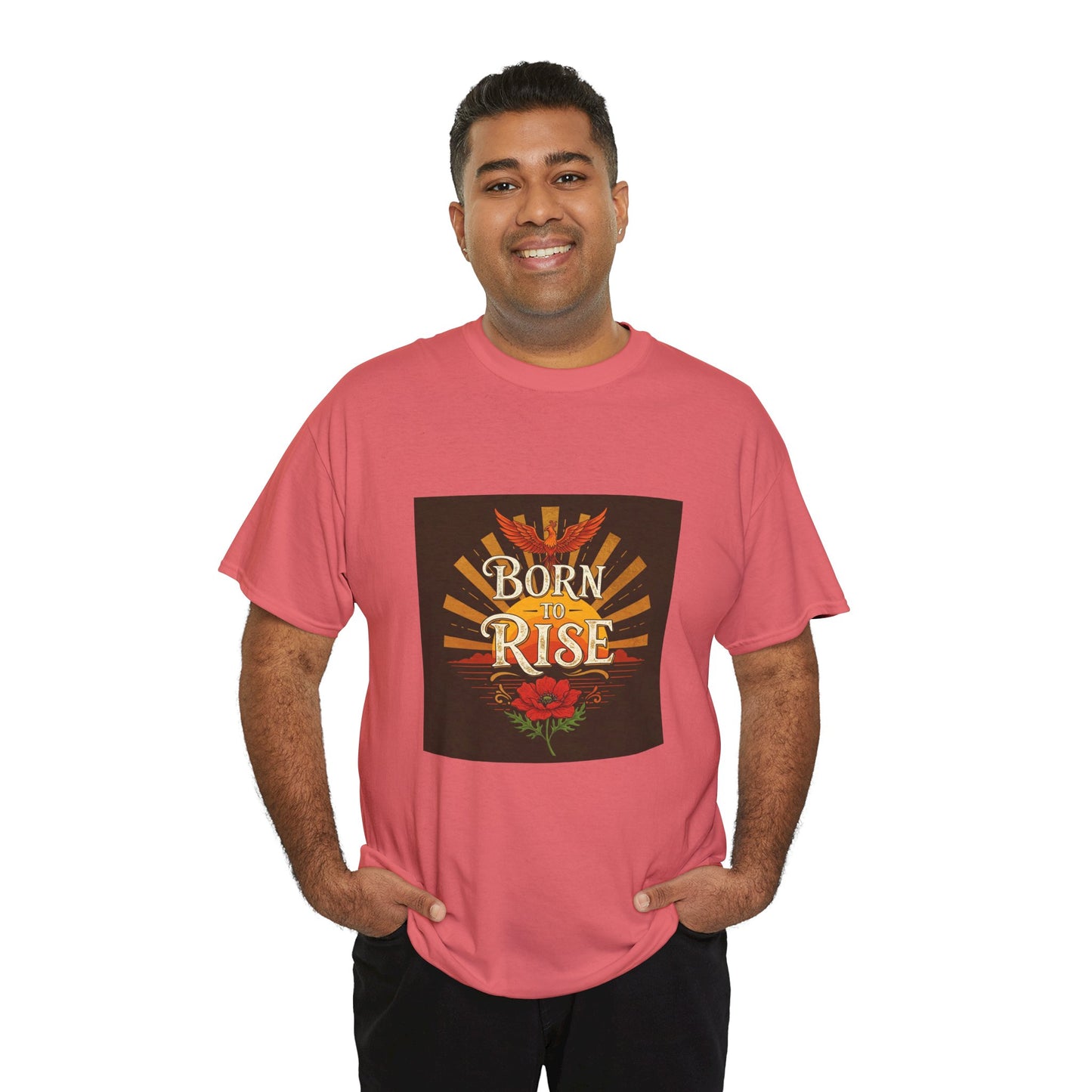 Born to Rise Unisex Heavy Cotton Tee - Inspirational Graphic Shirt