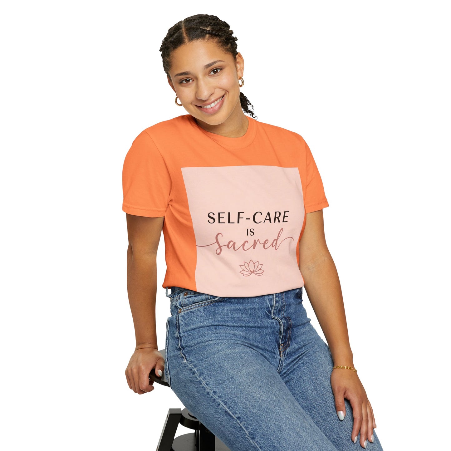 Front Print Design "Self-Care is Sacred" T-Shirt