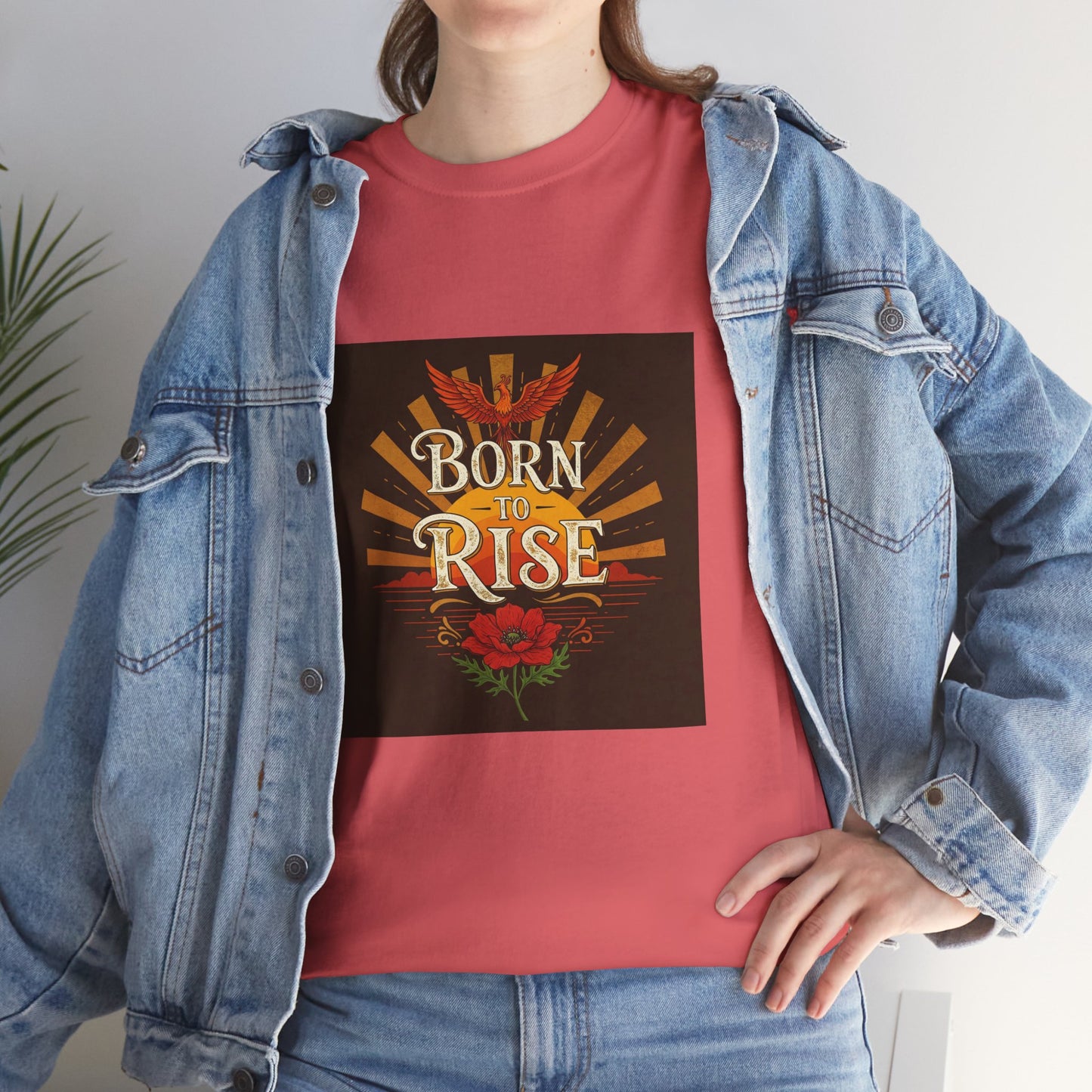 Born to Rise Unisex Heavy Cotton Tee - Inspirational Graphic Shirt