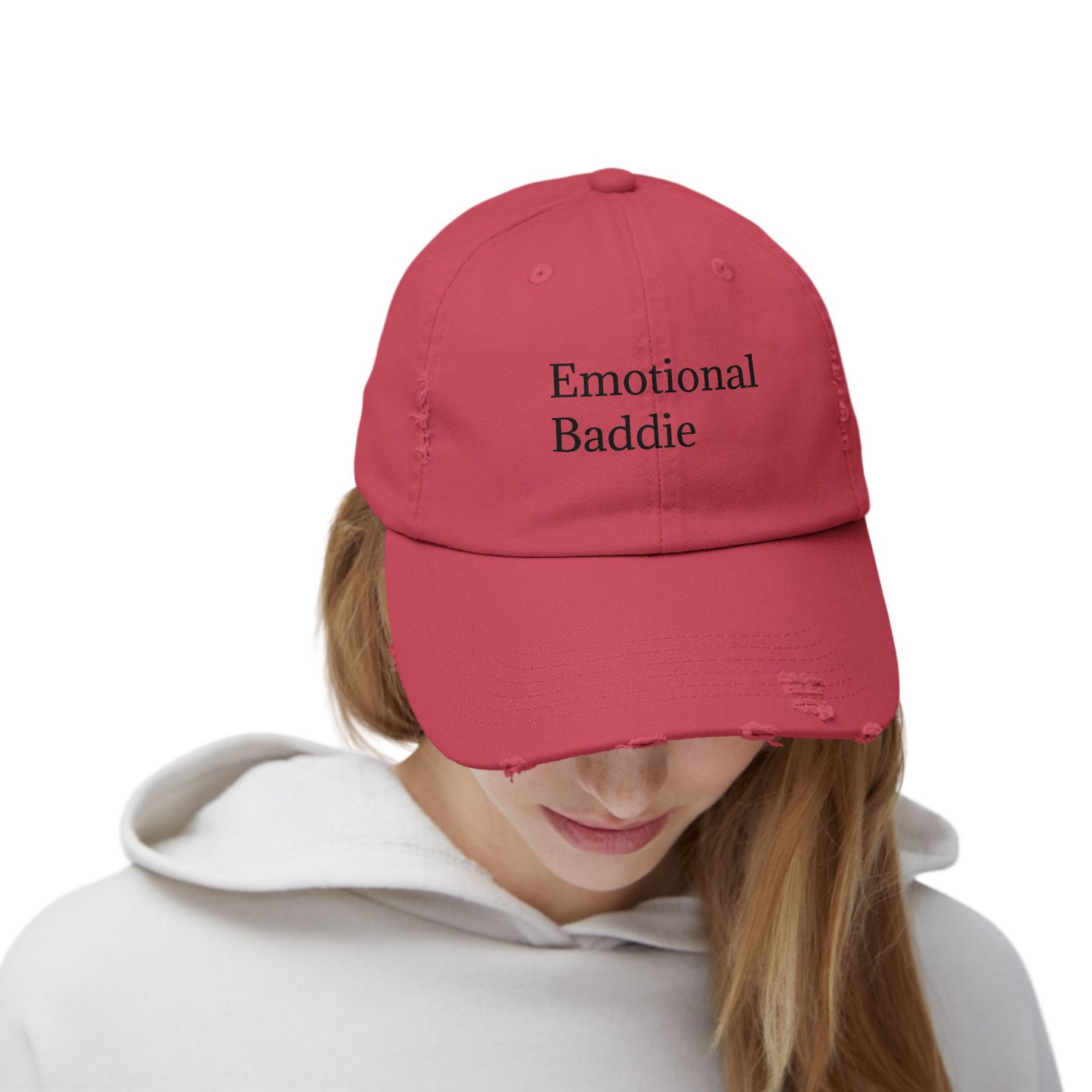 Emotional Baddie Distressed Unisex Cap – Trendy Casual Headwear