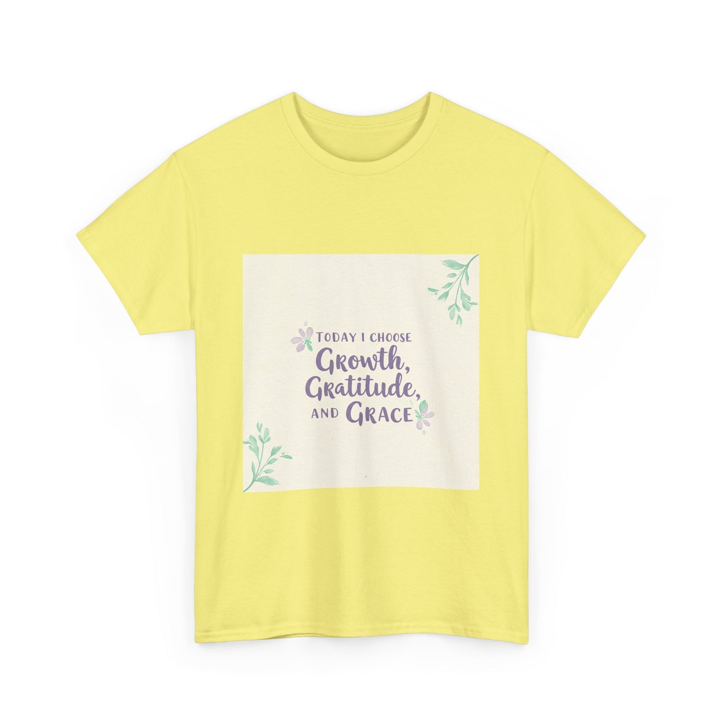 Inspirational Unisex Heavy Cotton Tee - "Today I Choose Growth, Gratitude, and Grace"