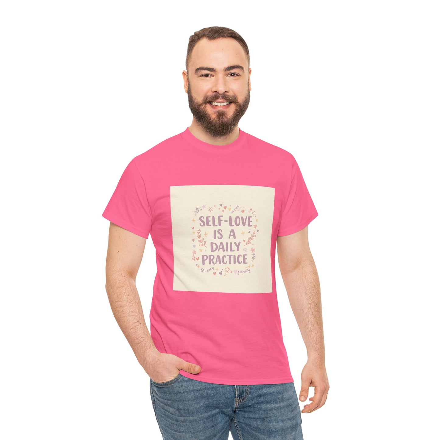 Self-Love is a Daily Practice Unisex Heavy Cotton Tee - Inspirational Graphic Tee