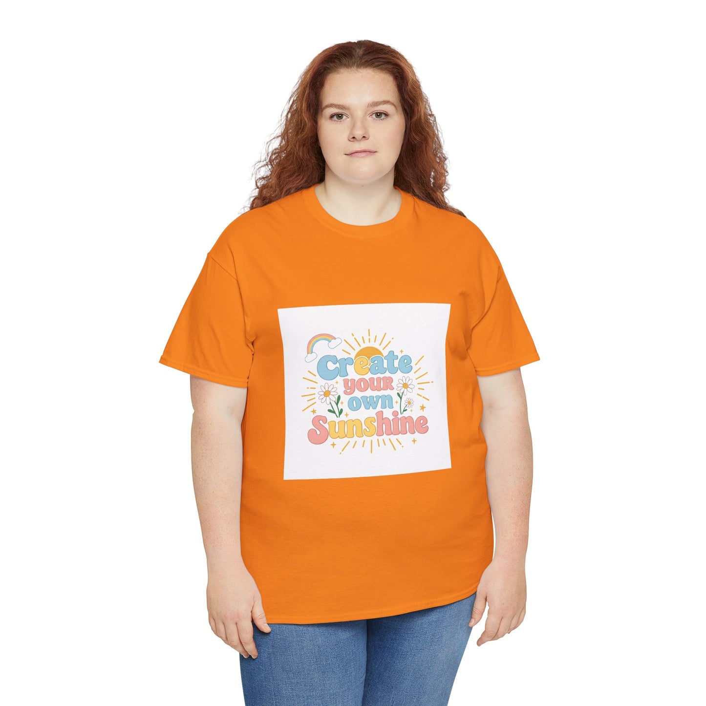 Create Your Own Sunshine Unisex Heavy Cotton Tee - Positive Vibe T-Shirt for Joyful Moments