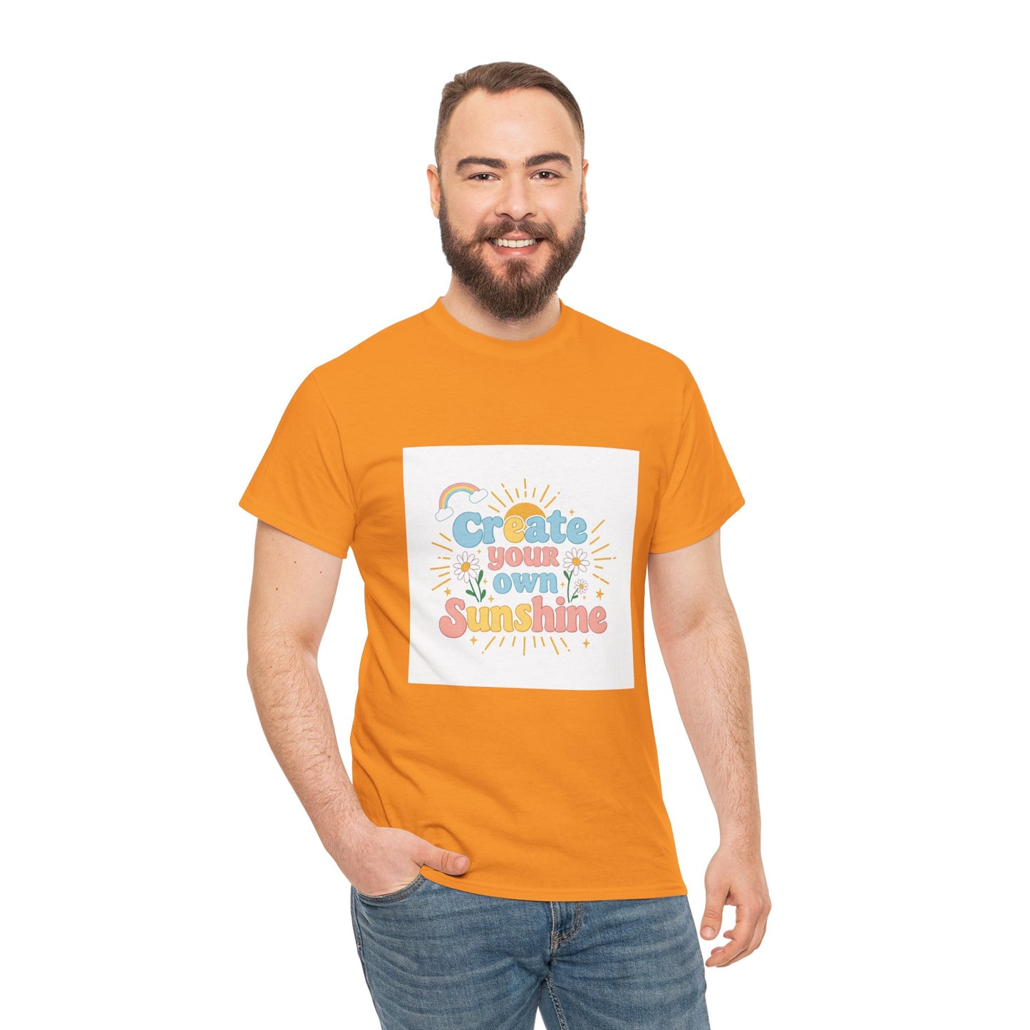 Create Your Own Sunshine Unisex Heavy Cotton Tee - Positive Vibe T-Shirt for Joyful Moments