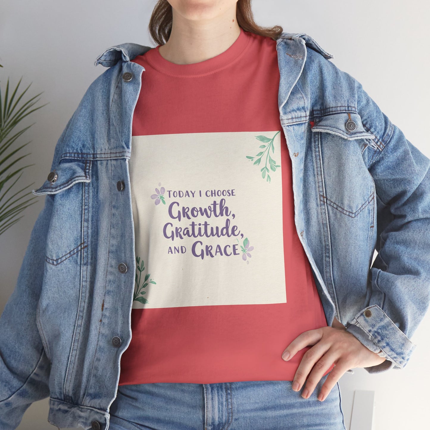 Inspirational Unisex Heavy Cotton Tee - "Today I Choose Growth, Gratitude, and Grace"