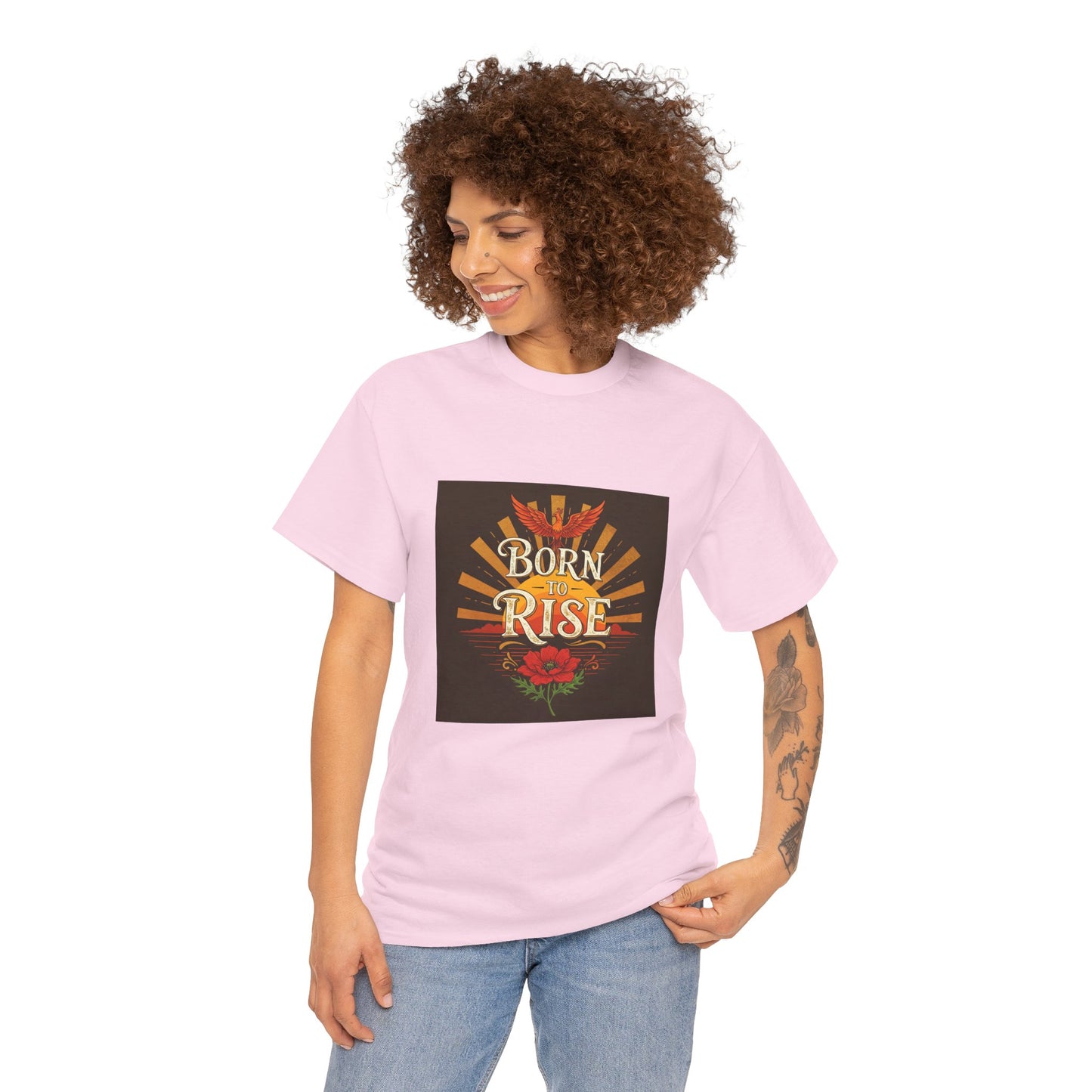 Born to Rise Unisex Heavy Cotton Tee - Inspirational Graphic Shirt