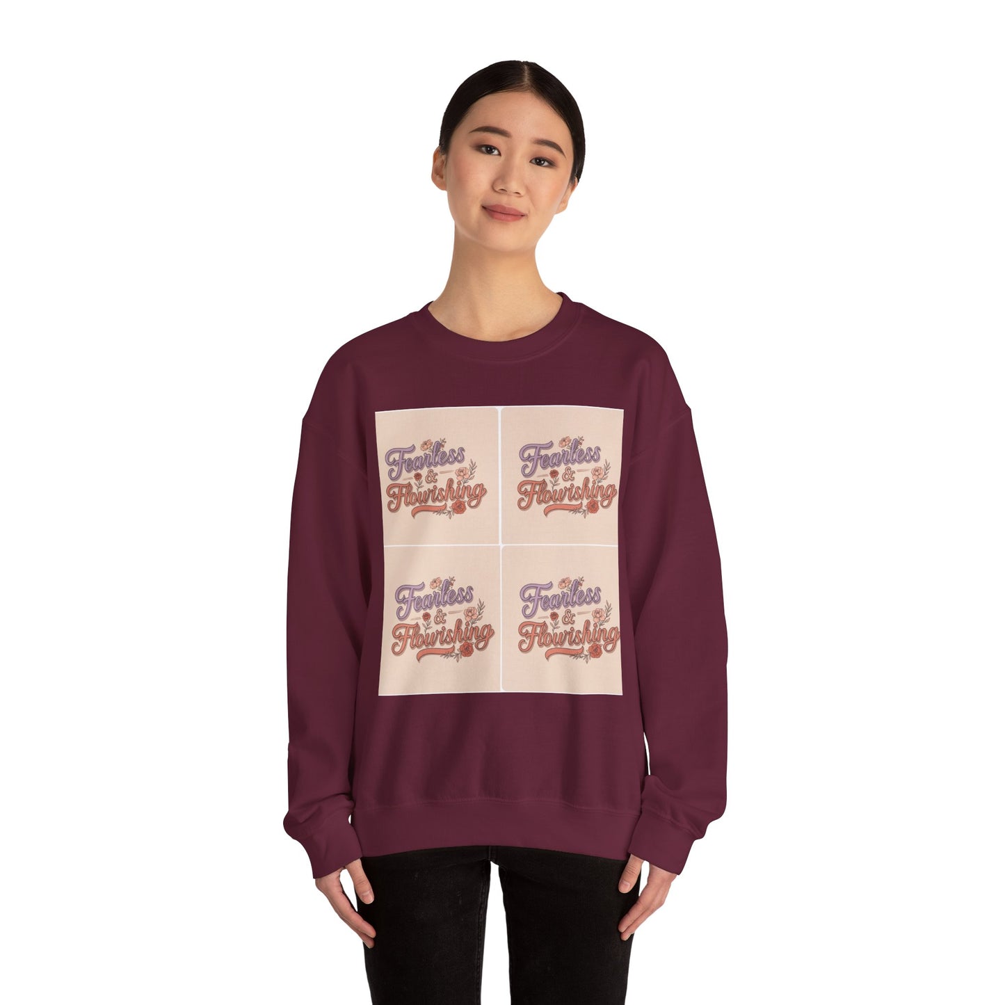 Fearless & Flourishing Crewneck Sweatshirt - Unisex Heavy Blend™ - Cozy Inspirational Apparel