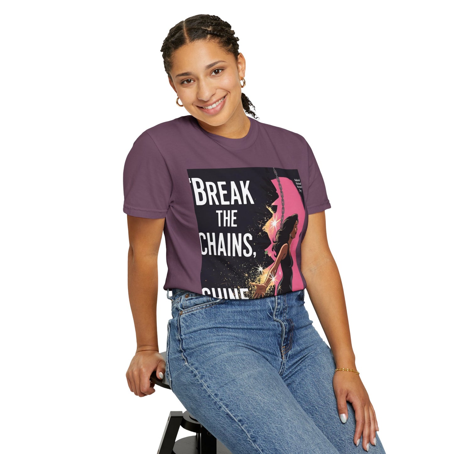 Empowerment T-Shirt: "Break the Chains, Shine" - Unisex Garment-Dyed Tee for National Freedom Day