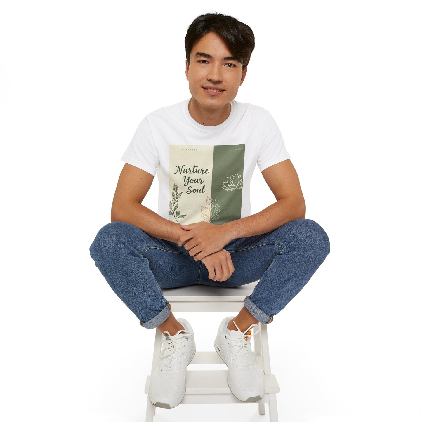 သင့်စိတ်ဝိညာဉ် Unisex Ultra Cotton Tee - ငြိမ်းချမ်းသော သဘာဝမှုတ်သွင်းထားသော ဒီဇိုင်းကို ပြုစုပျိုးထောင်ပါ။