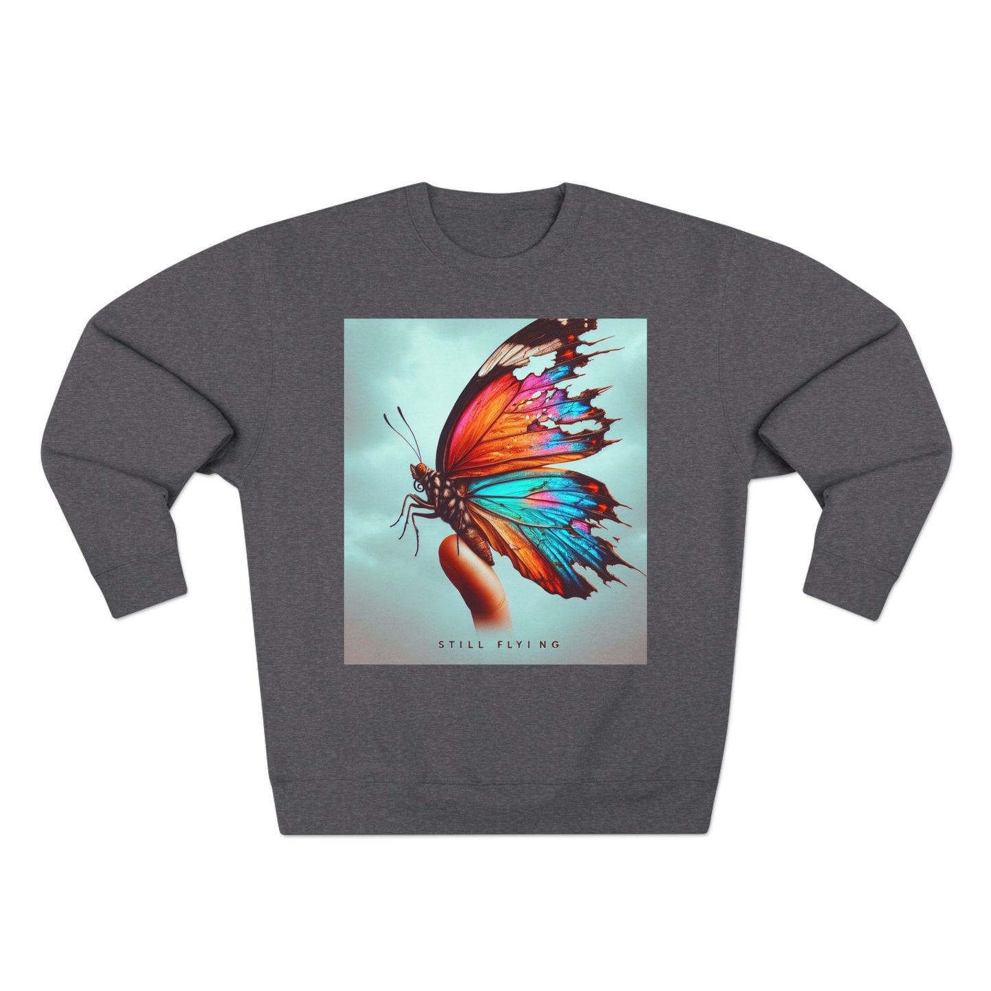 ပျံသန်းနေဆဲ လိပ်ပြာ Unisex Crewneck အင်္ကျီ - သဘာဝကို ချစ်မြတ်နိုးသူများအတွက် လှုံ့ဆော်မှုအနုပညာ