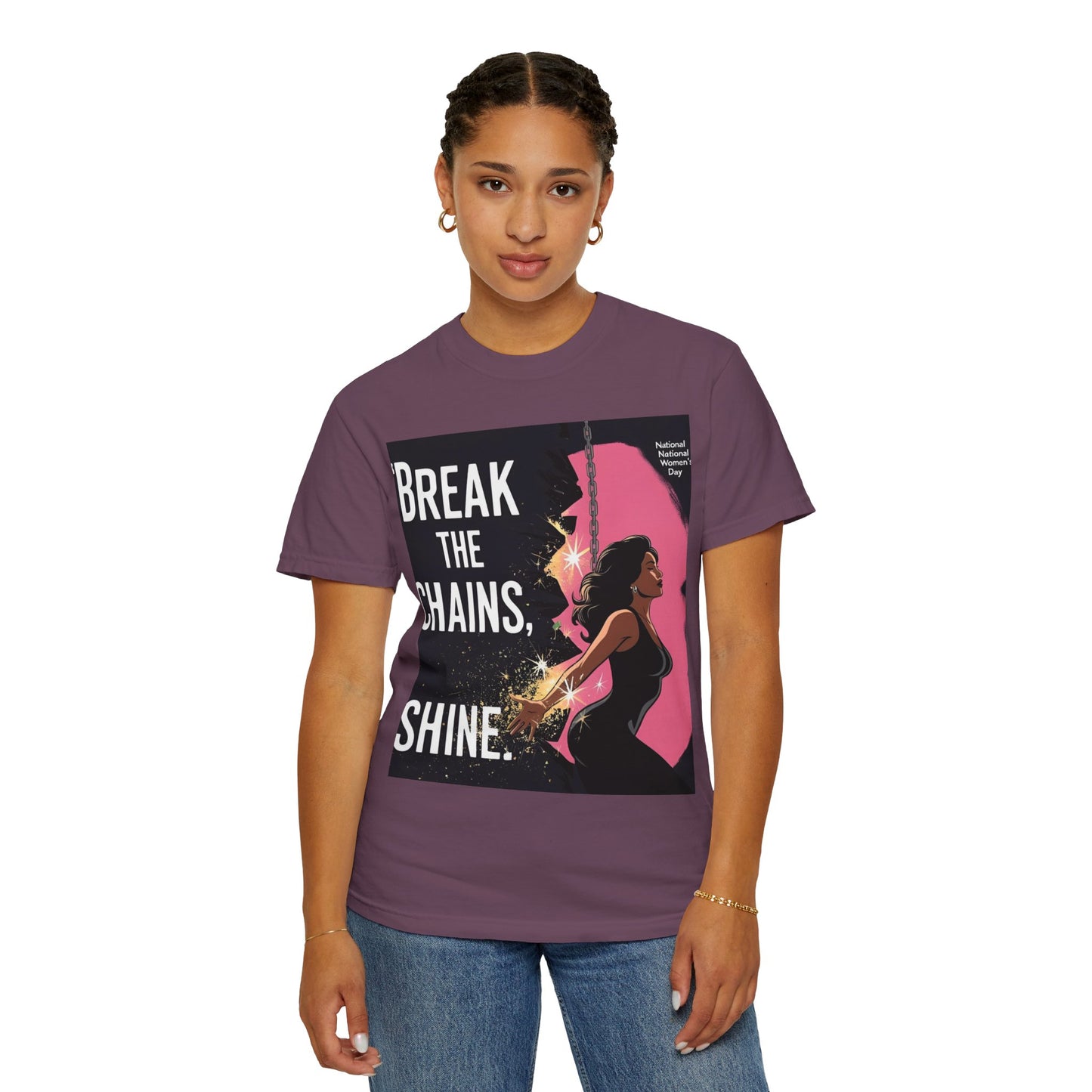 Empowerment T-Shirt: "Break the Chains, Shine" - Unisex Garment-Dyed Tee for National Freedom Day