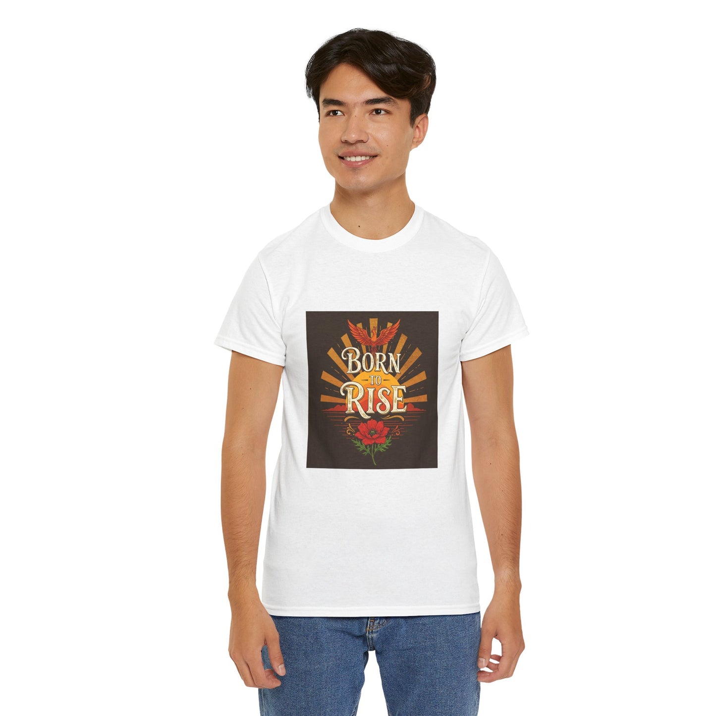 Born to Rise Unisex Heavy Cotton Tee - Inspirational Graphic Shirt