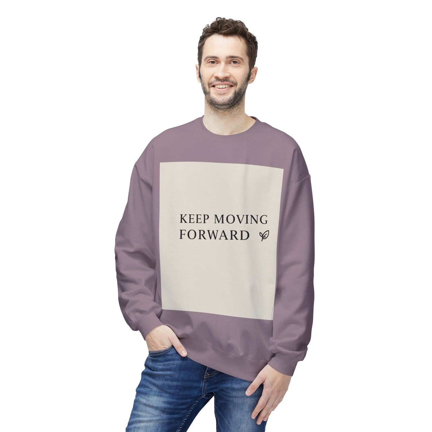 Inspirerende Fleece Crewneck-trui - "Hou aan om vorentoe te beweeg"