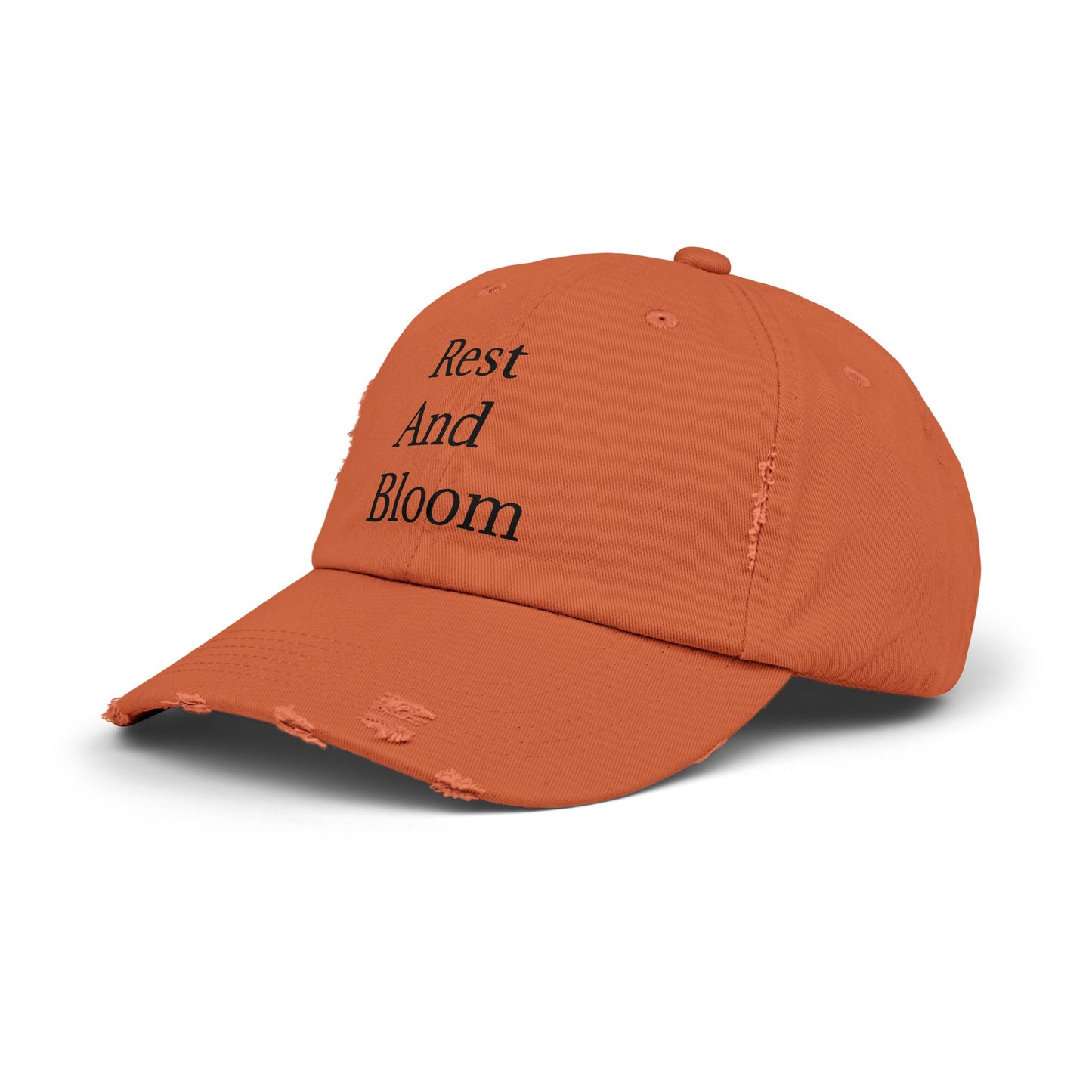 Unisex Distressed Cap - "Rest And Bloom" gemaklike hoed vir ontspanning en styl