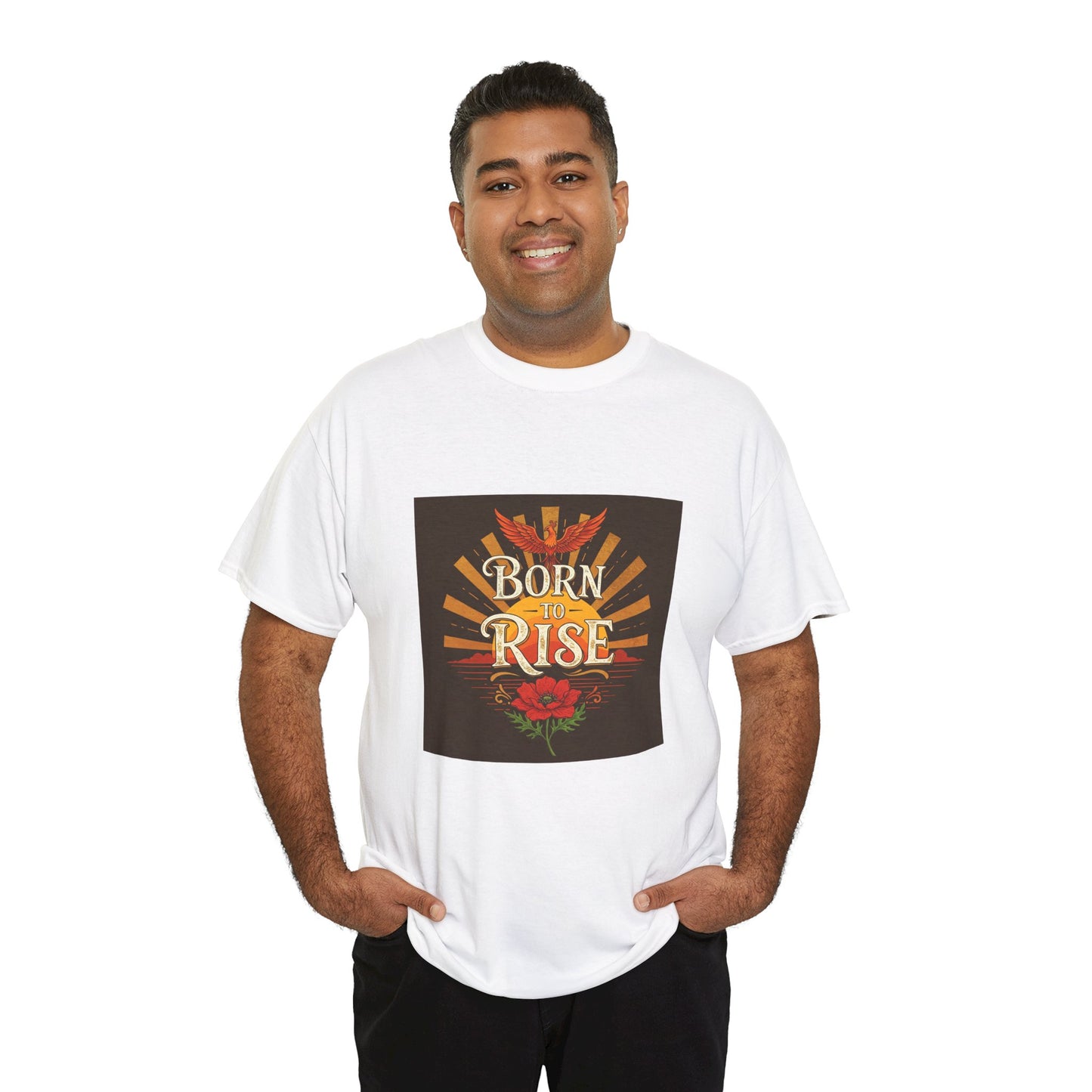 Born to Rise Unisex Heavy Cotton Tee - Inspirational Graphic Shirt