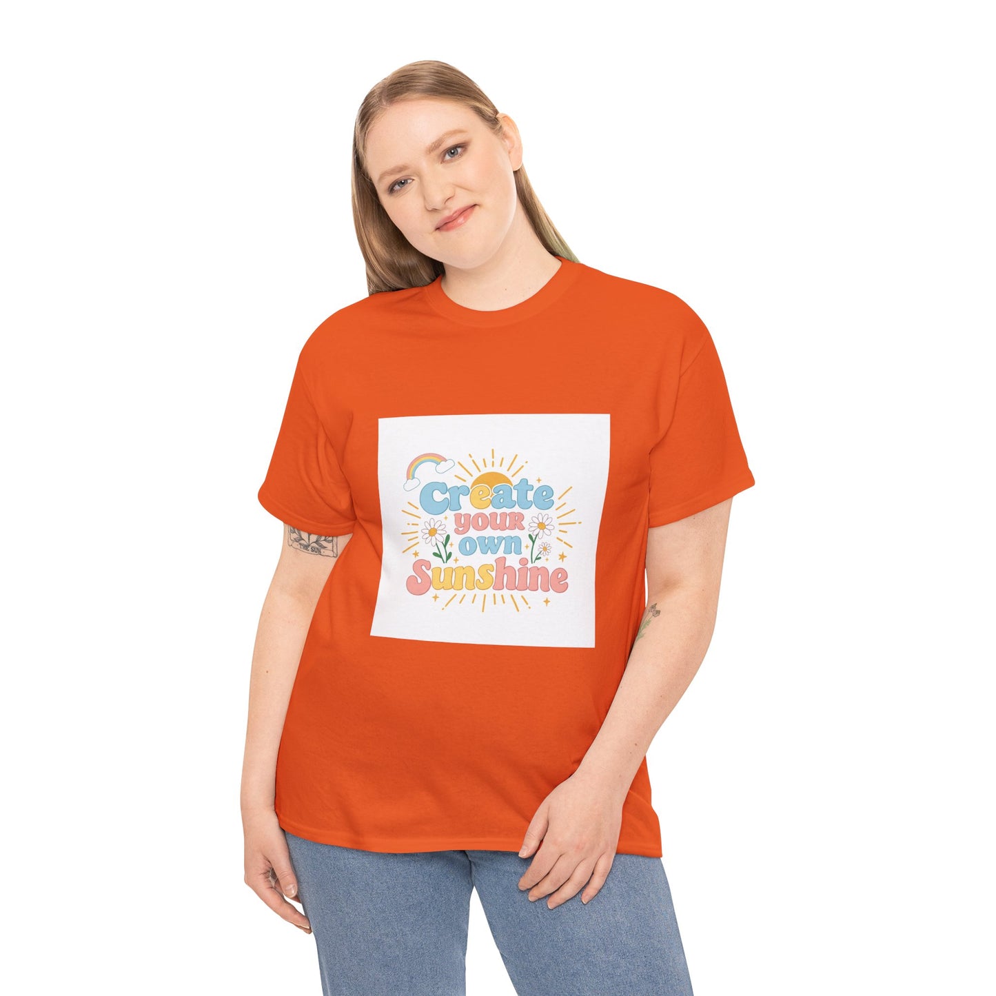 Create Your Own Sunshine Unisex Heavy Cotton Tee - Positive Vibe T-Shirt for Joyful Moments