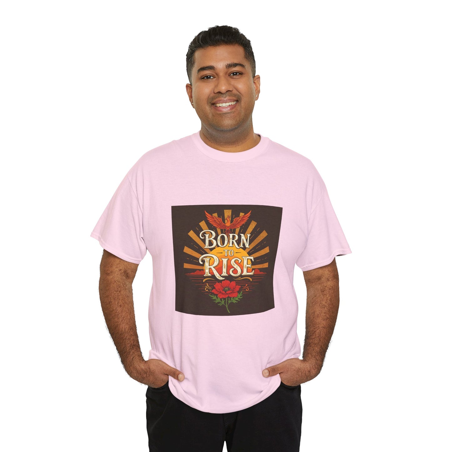 Born to Rise Unisex Heavy Cotton Tee - Inspirational Graphic Shirt