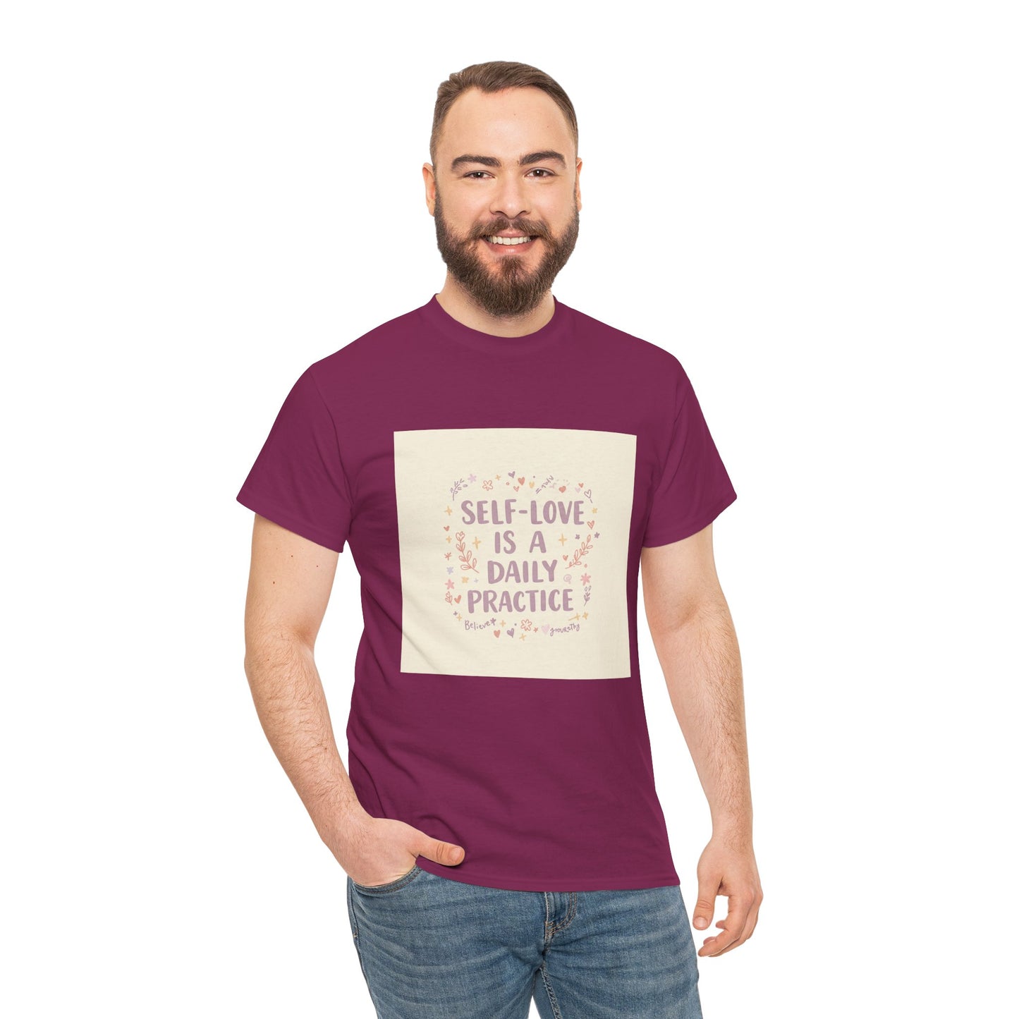 Self-Love is a Daily Practice Unisex Heavy Cotton Tee - Inspirational Graphic Tee