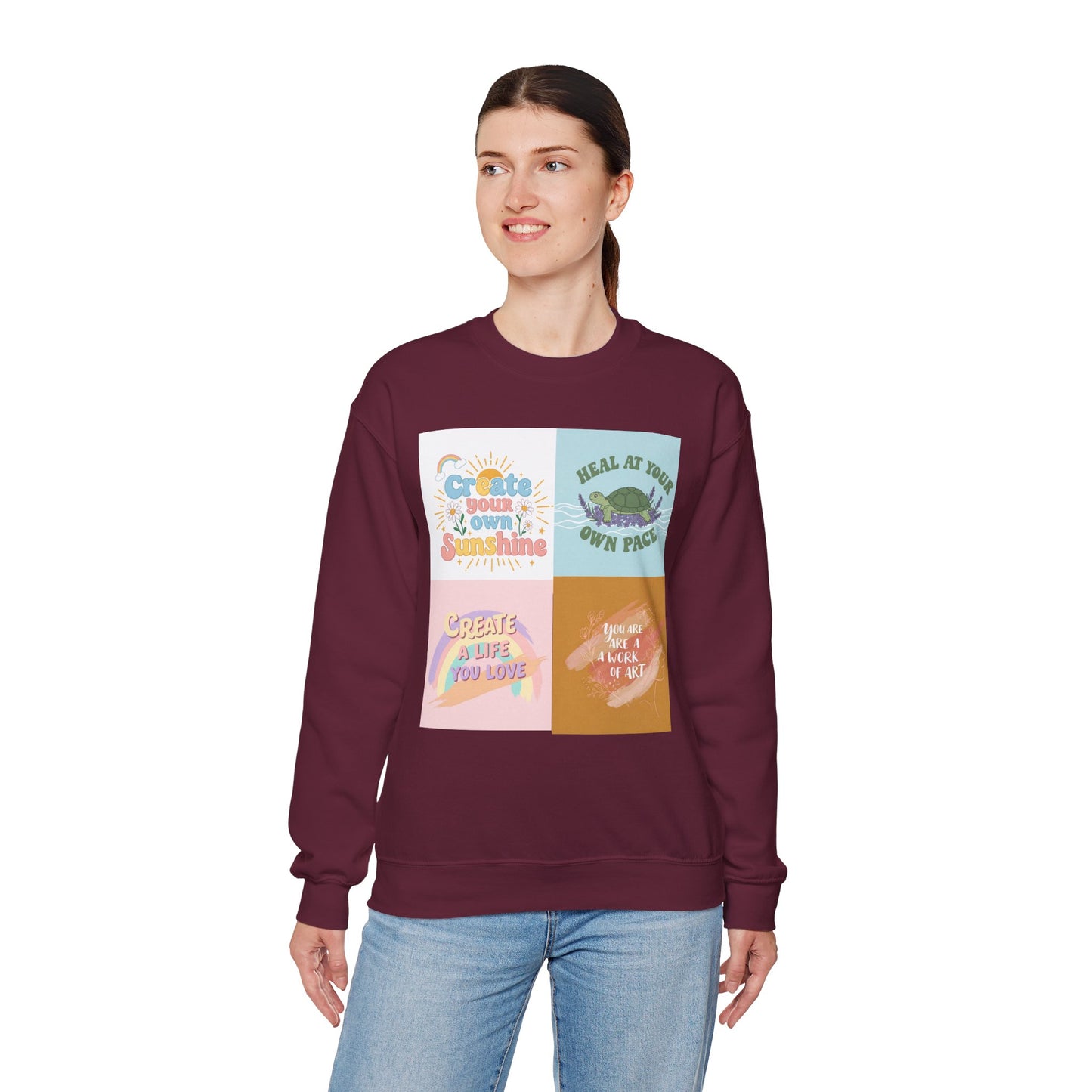 Inspirational Crewneck Sweatshirt - "Create Your Own Sunshine" & More