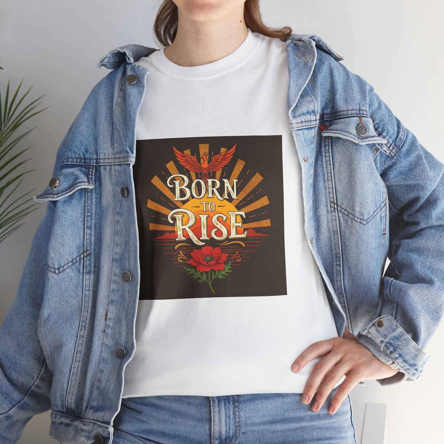 Born to Rise Unisex Heavy Cotton Tee - Inspirational Graphic Shirt