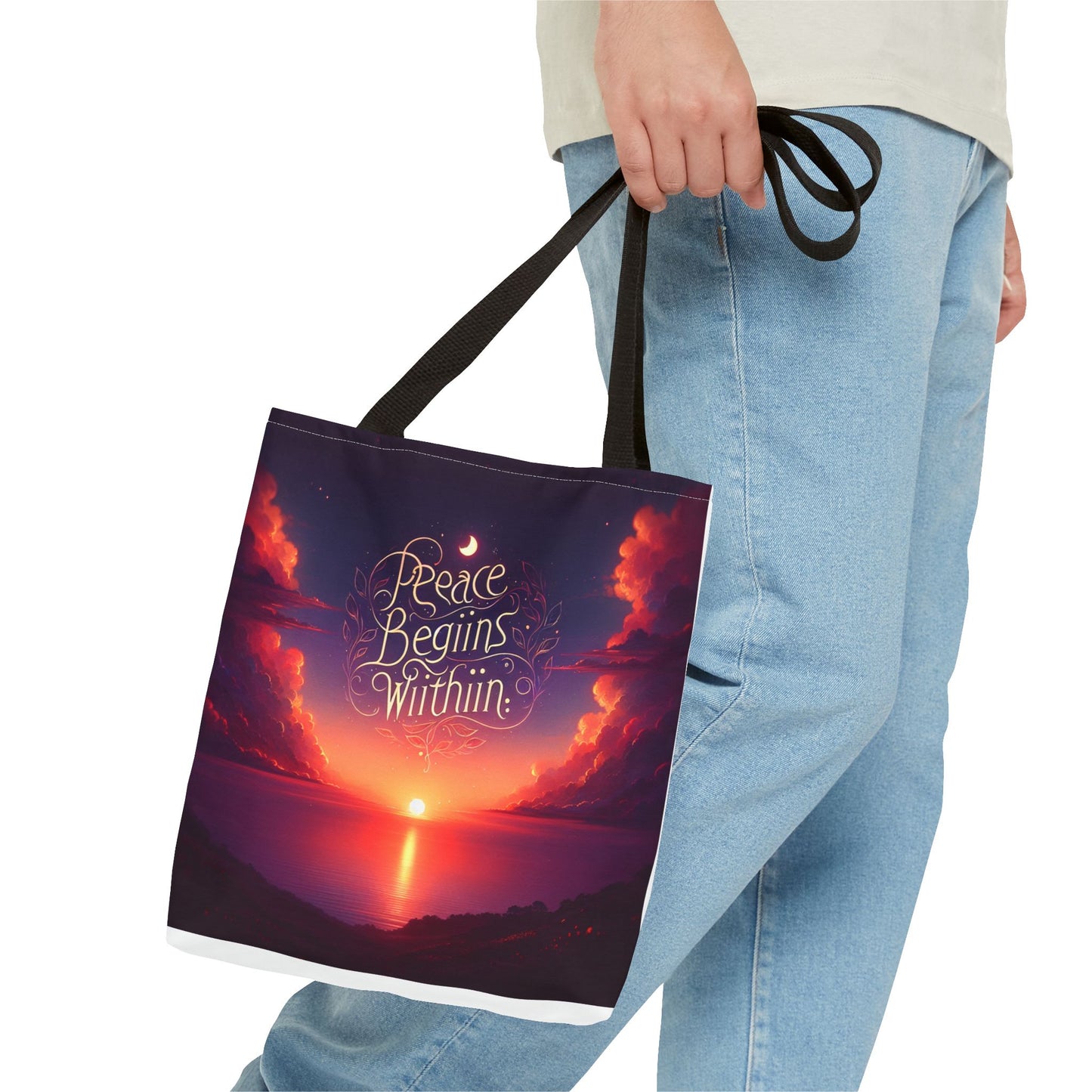 Inspirational Tote Bag - 'Peace Begins Within' - Chic & Versatile Carryall for Everyday Use