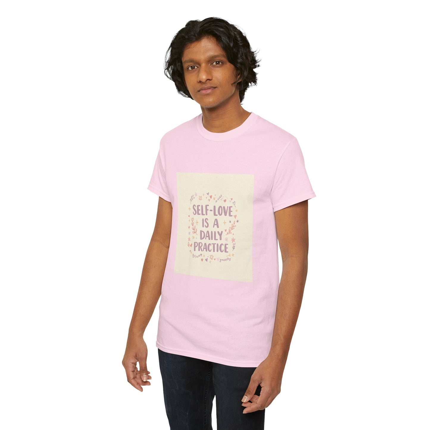 Self-Love is a Daily Practice Unisex Heavy Cotton Tee - Inspirational Graphic Tee