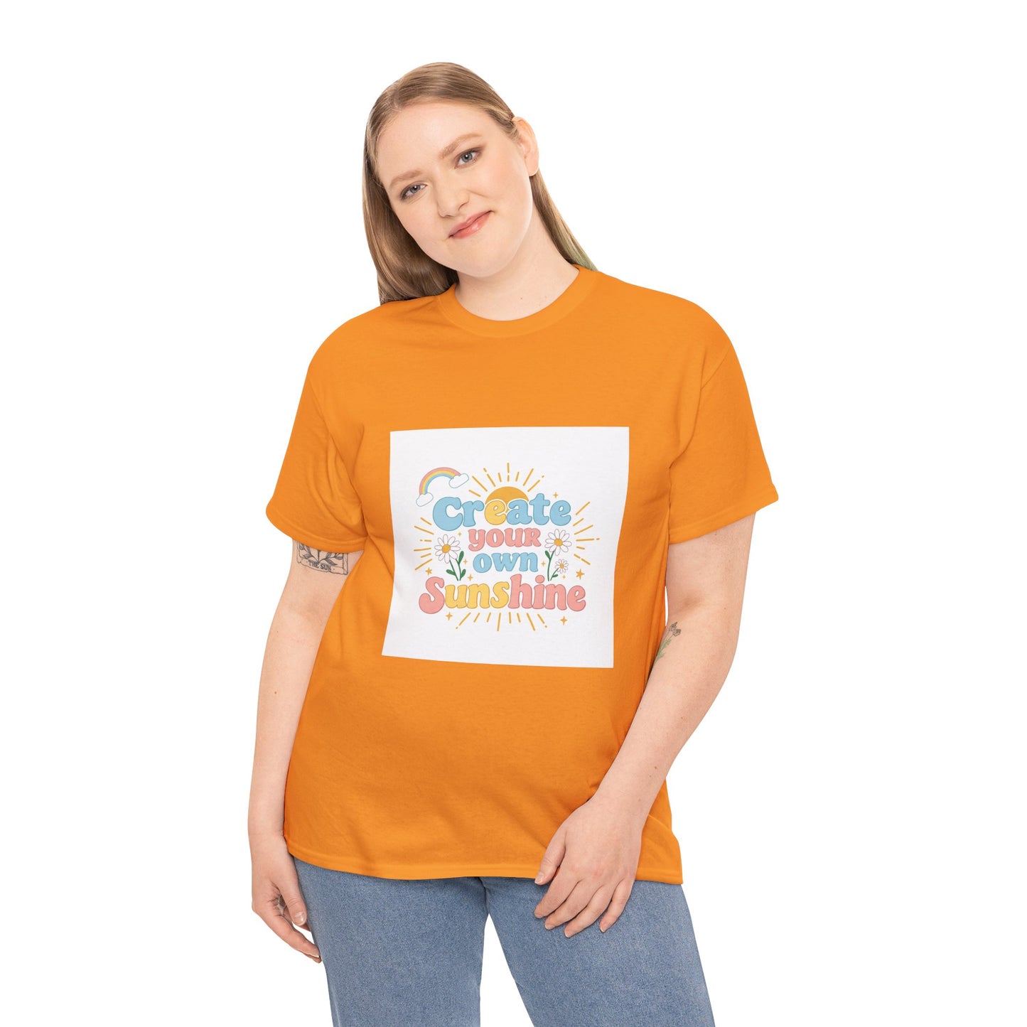 Create Your Own Sunshine Unisex Heavy Cotton Tee - Positive Vibe T-Shirt for Joyful Moments