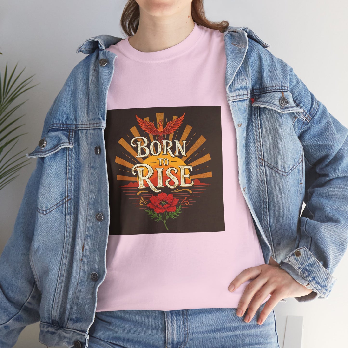 Born to Rise Unisex Heavy Cotton Tee - Inspirational Graphic Shirt