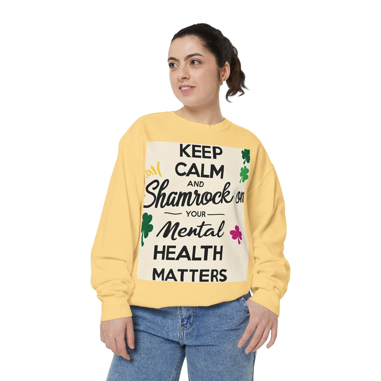 Front Print Design- "Keep Calm Shamrock" Sweatshirt