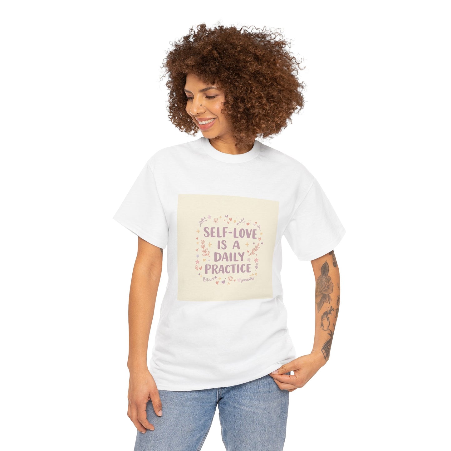 Self-Love is a Daily Practice Unisex Heavy Cotton Tee - Inspirational Graphic Tee