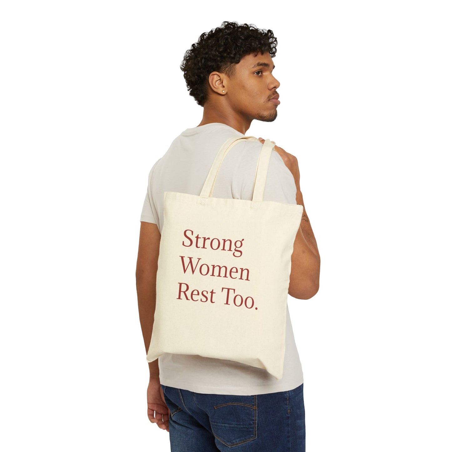 Strong Women Tote Bag - ခွန်အားနှင့်နေ့စဉ်အသုံးပြုမှုအတွက် ကင်းဗတ်စျေးဝယ်အိတ်