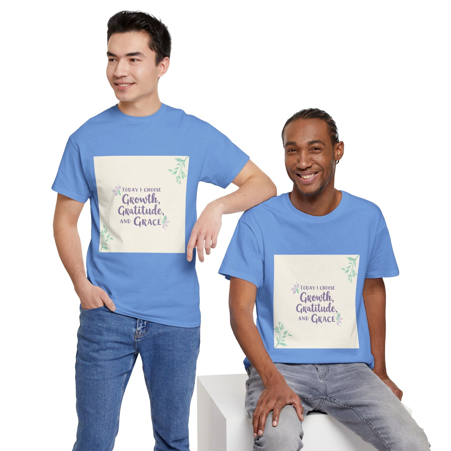 Inspirational Unisex Heavy Cotton Tee - "Today I Choose Growth, Gratitude, and Grace"