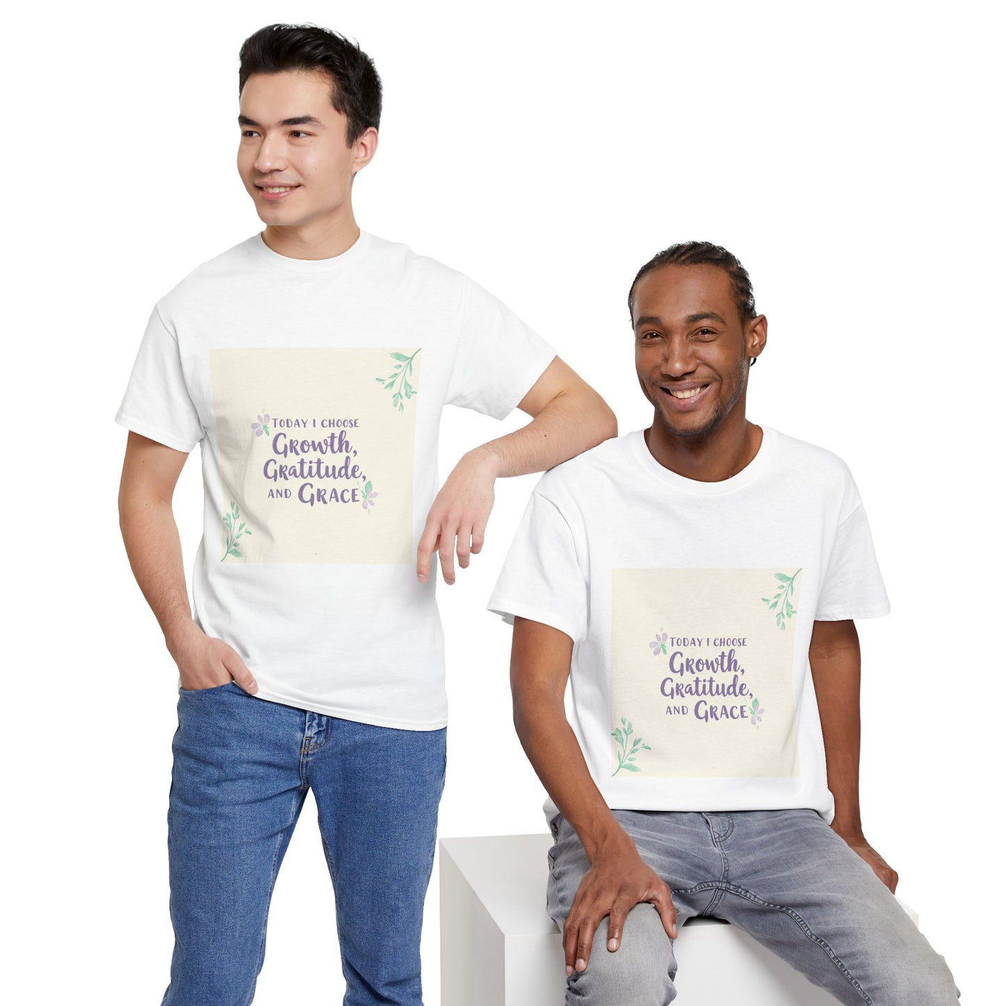 Inspirational Unisex Heavy Cotton Tee - "Today I Choose Growth, Gratitude, and Grace"