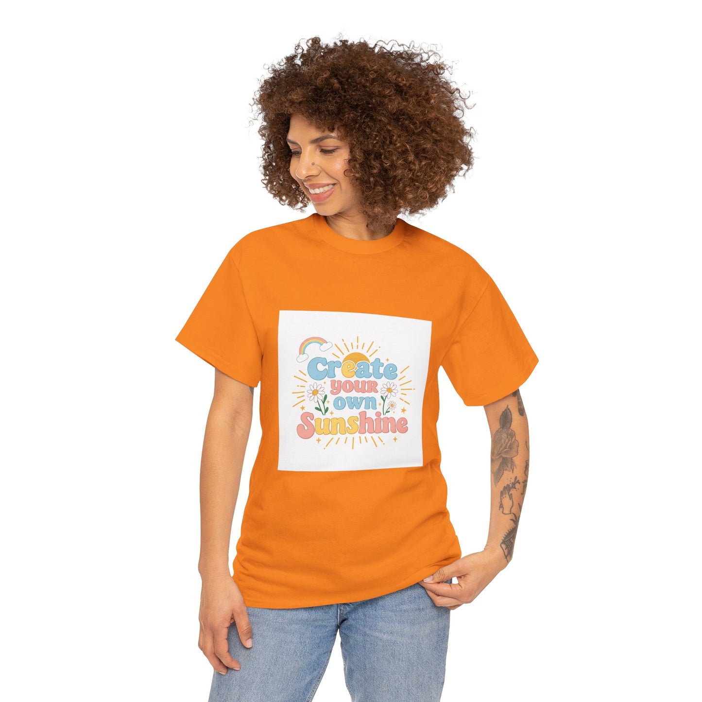 Create Your Own Sunshine Unisex Heavy Cotton Tee - Positive Vibe T-Shirt for Joyful Moments